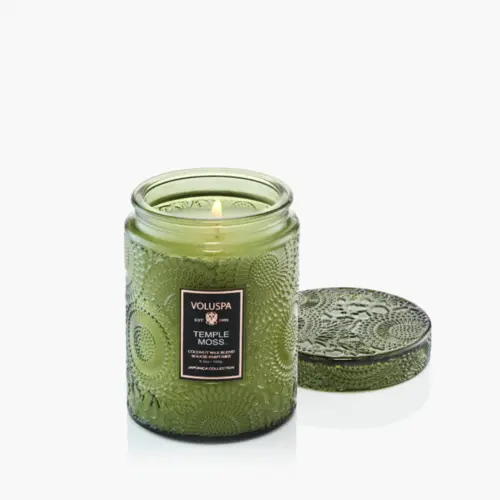 MINI VELA POTE VIDRO 50H TEMPLE MOSS