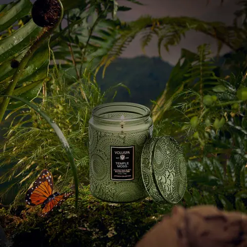 MINI VELA POTE VIDRO 50H TEMPLE MOSS