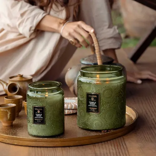 VELA POTE VIDRO LUXE 140H TEMPLE MOSS