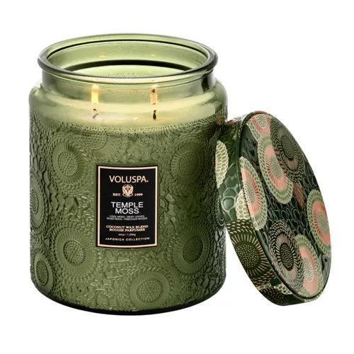 VELA POTE VIDRO LUXE 140H TEMPLE MOSS
