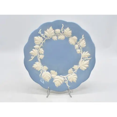 2 PRATO RASO AZUL C/ FOLHAS DE UVA FAIANCA