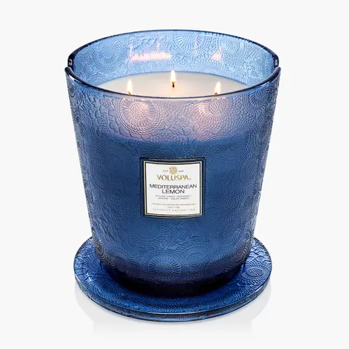 VELA POTE VIDRO 5 PAVIOS MEDITERRANEAN LEMON