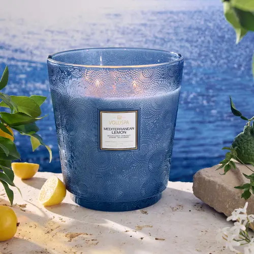 VELA POTE VIDRO 5 PAVIOS MEDITERRANEAN LEMON