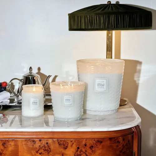 Vela Vaso Pedestal 3 Pavios Vanilla Sunday