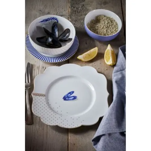 Kit 2 Pratos de Sobremesa Porcelana Concha Royal Yerseke Pip Studio